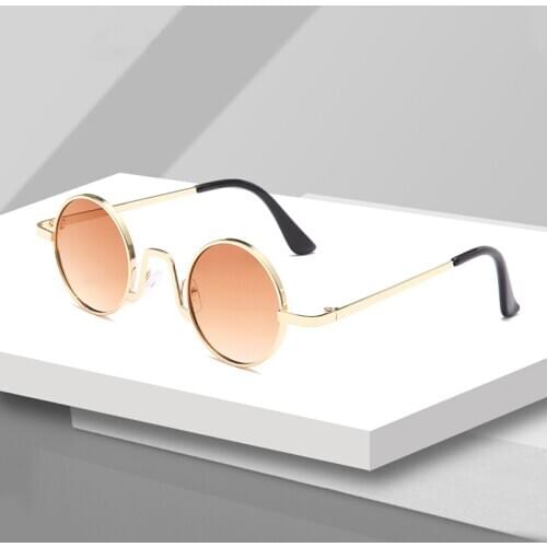 Retro Round Steam Punk Sunglasses Men Women Brand Designer Small Circle Sun Glasses Vintage Metal Frame Driving Eyewear