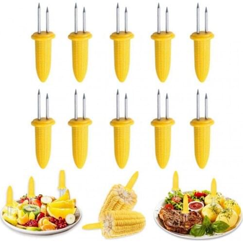 10 Pcs Stainless Steel Corn Forks Barbecue Fork Corn On The Cob Ham BBQ Fork Fruit Fork For Home Kitchen Cooking Party BBQ Tool