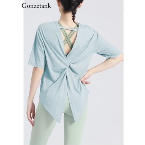 Female Outfit T-Shirt Lace Up Breathable Quick Drying Self-Cultivation Motion Top Shirt Running Fitness Train Yoga Short Sleeves