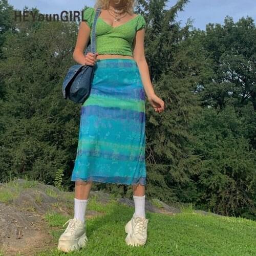 Floral Print Pink High Waist Midi Skirt Y2K Patchwork Mesh A Line Short Skirts Womens Summer Casual Kawaii Fashion