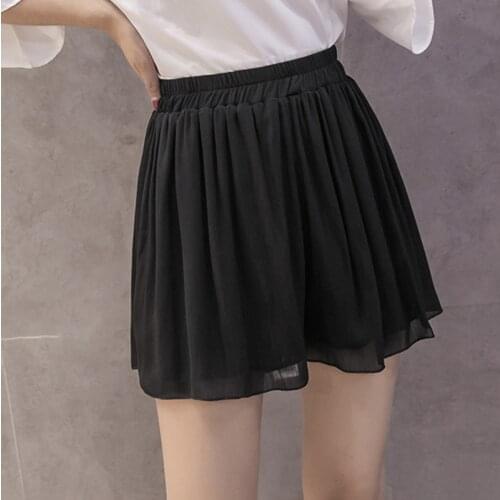 Shorts Pants Women 2021 Summer Elastic High Waist Chiffon Froral Print Casual Loose Cool Wide Leg Beach Home Wear Hot Shorts