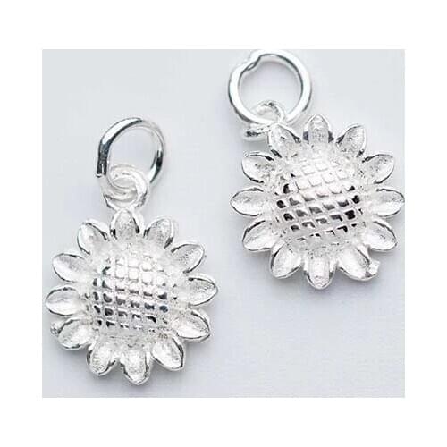 925 Sterling Silver Sunflower Charms With Rings DIY Jewelry Making Earrings For Women Pretty Designer Women Decoration Pendants