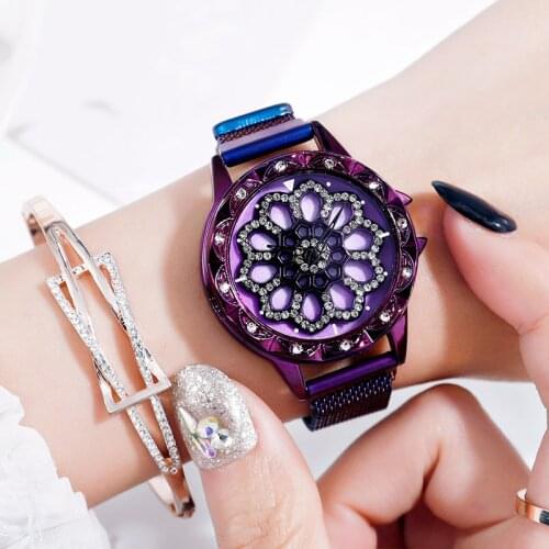 Time is running ladies casual watch creative new magnet buckle Milan band quartz watch