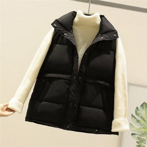 2021 Women Sleeveless Vest Winter Warm Plus Size 2XL Down Cotton Padded Jacket Female Veats Mandarin Collar Sleeveless Waistcoat
