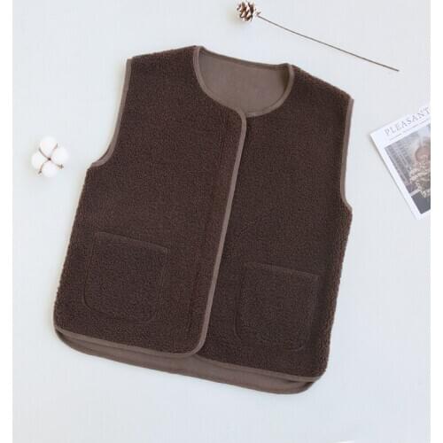 Women Vest Simple All-match Style Round neck Lamb Plush Leisure Student Sleeveless Female Vintage waistcoat