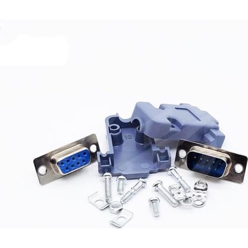 10PCS Blue DB9 Female/Hole/DB9 Male/Pin/DB9 Shell Serial Port Plug RS232 Welding Head