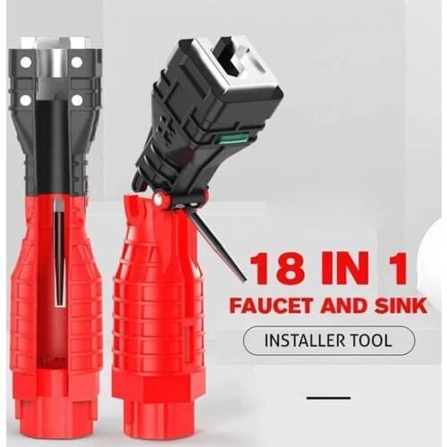 18 In 1 Foldable Water Pipe Wrench Double End Basin Bottom Pliers Sleeve Bathroom Faucet Sink Installation And Maintenance Tool