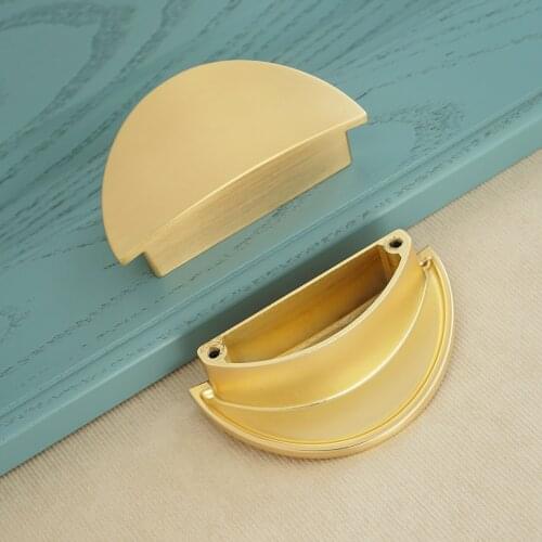 2.5"Semicircular Brass Drawer Knobs Double Holes Door Pull Handles Kitchen Cabinet Handle Wardrobe Bookcase Pulls Hardware 64mm