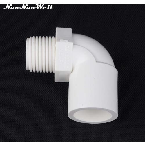 2pcs PVC 1/2" Male Thread to 20mm 90 Degree Connector Water Pipe Elbow Adapter for Garden Irrigation Plant Watering Tube Joint