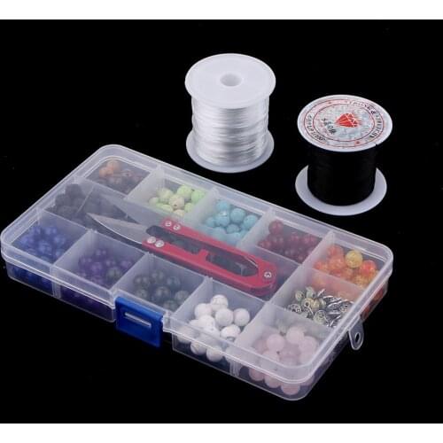 380Pcs 6-9mm Stone Beads Box Set Kit Natural Gem Stone Beads Round Loose Sacper Bead With Tool For DIY Jewelry Making Findings