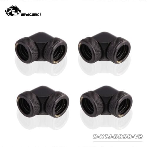 4pcs/lots BYKSKI 90 Degree Fitting use for OD14mm Hard Tube to Hand Compression Copper Fitting Double OD14mm Interface
