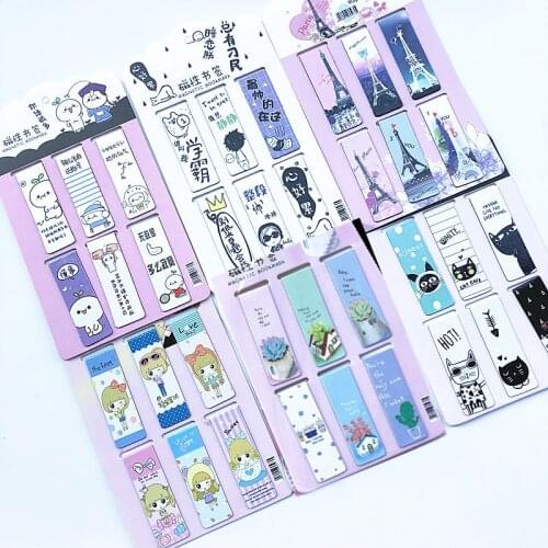 6pcs/set Cat Heart Magnetic Bookmark Luminous Cute Cartoon Animals Daily Magnet Book Mark Children Gift Bookmarks for Books