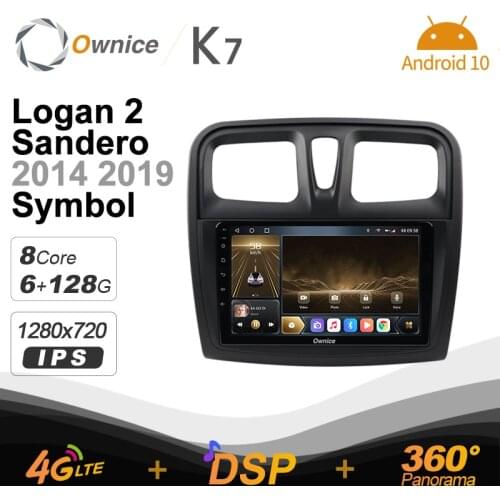 K7 Ownice 6G 128G Android 10.0 Car radio setero for Renault Logan 2 Sandero 2014 2019 Symbol Auto Audio 360 Panorama Optical
