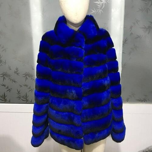 CNEGOVIK Coat Genuine Rex Rabbit Fur Jacket 2020 Winter New Warm Fashion Chinchilla Color Outwear Hot Sale