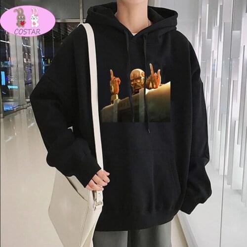 COSTAR Hot Anime Attack on Titan Funny Erect Middle Finger Fashion Hoodies Pullover Harajuku Hooded Sweatershirt Unisex