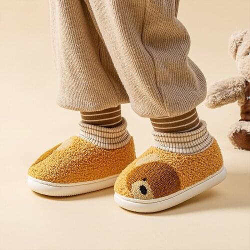 CheerfulMario Childrens Boys and Girls Indoor Plush Warm Non-slip Cute Cartoon Home Winter Cotton Kids Heeled Slippers