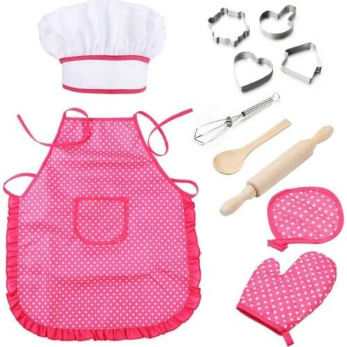 Kids Cooking & Baking 11pcs sets Kitchen Apron Play Toys Costume 3-9 years