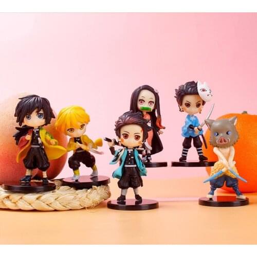 1set Anime Demon Slayer Figure Kamado Tanjirou Nezuko Action Figures PVC Model Zenitsu Figurine Inosuke Kimetsu No Yaiba Figura