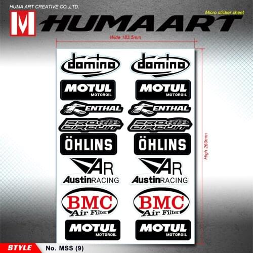 HUMAART Dirt Bike Heatproof Stickers Self Adhesive Vinyl Decals Sheet for Motorbike Motorcycle Car, Waterproof