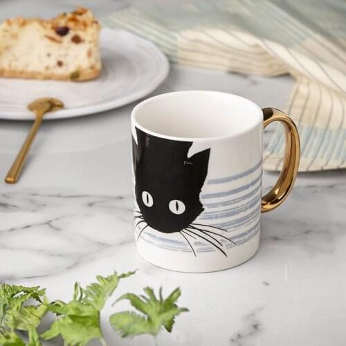 Ceramic Black Cat Cup Halloween Milk Tea Cups Coffe Mugs Nordic Cat Ceramic Cute Cartoon White Christmas Water Cup Drink Gift