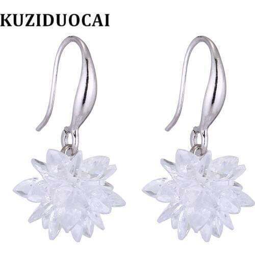 Kuziduocai New Fashion Jewelry Will Not Fade 100% True Crystal Spherical Sweet Fresh Stud Earrings For Women Girls Brincos E-190