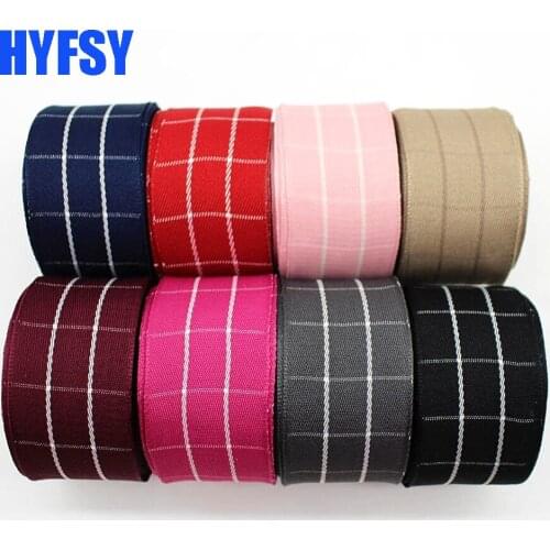 New 1-1/2 38mm plaid ribbon 10 yard DIY handmade materials gift wrap headdress garment sewing polyester Double sided stripe