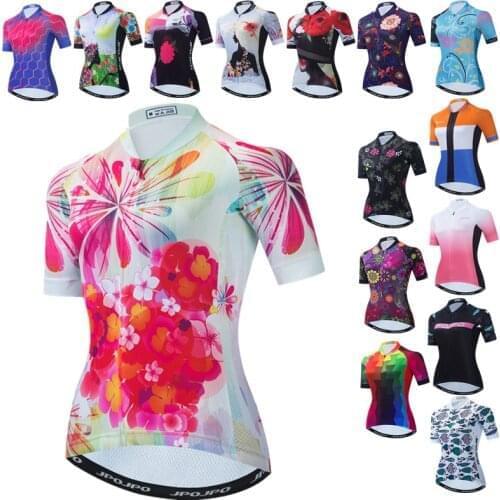 Summer Womens Cycling Jersey Flower Mountain Bicycle Clothing Short Sleeve MTB Bike Jersey Tops Pro Team Cycling Shirt Maillot