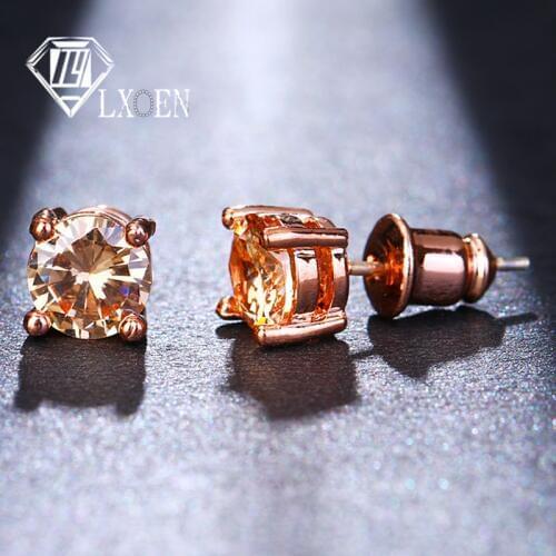 LXOEN Simple Elegant Round Shape Three Colors AAA Cubic Zircon Earrings for Women Wedding Gifts Popular Jewelry