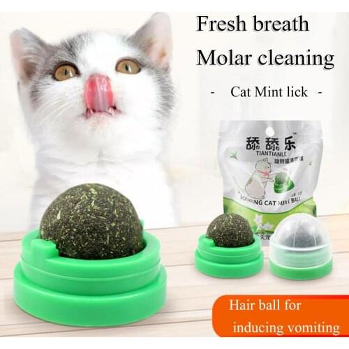 Pet Catnip Ball Happy Lollipop Licker Minty Sugar Ball with Sucker Holder Rotating Edible Lolly Kitten Molar Catnip Toy
