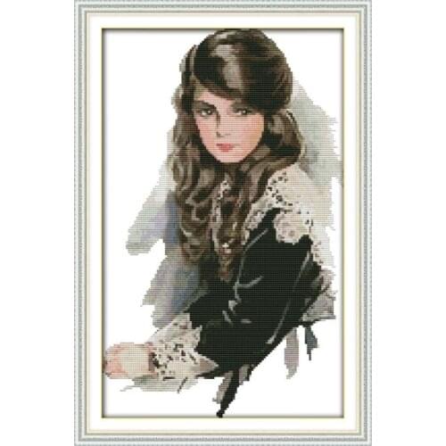 A Russian girl (2) cross stitch kit people 18ct 14ct 11ct count print canvas stitches embroidery DIY handmade needlework