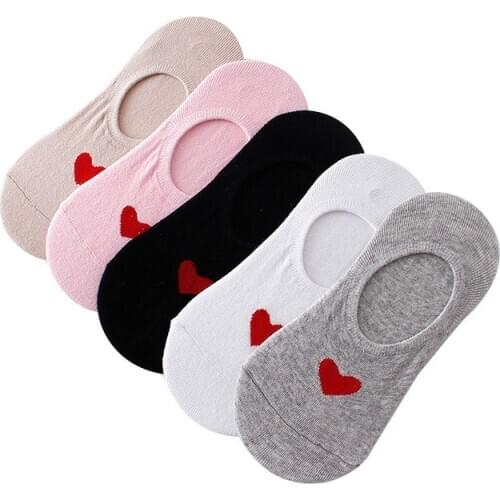 Socks Women Invisible Summer Ladies Heart Pattern Low Ankle Girl Cotton Sock Boat Woman
