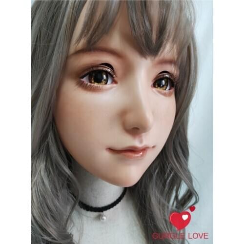 NEW-181) Female Resin Silica Dance Party Masks Halloween BJD Girl Doll Crossdresser Japan Kigurumi Anime Cosplay Mask with Wig