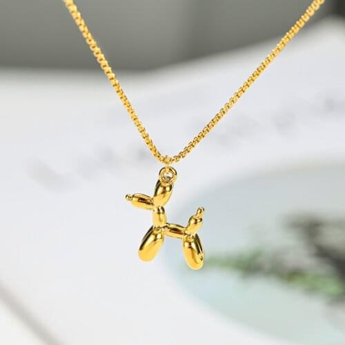 316L Stainless Steel Cute Dog Pendant Charms Chain Choker Necklace For Women Fashion Fine Jewelry Party Gifts SAN515