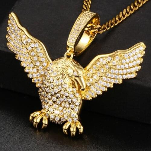 The new Iced Out Owl Pendant Necklace For Women Men Hip Hop Jewelry Gold Color Animal Bling AAA CZ Necklace Womens Jewelry