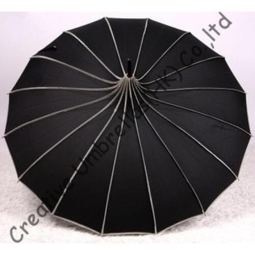 Drop shipping,princess fashion parasol,8mm pagoda umbrellas and 7.0mm metal fluted long ribs,hand open,tower parasol,16 ribs