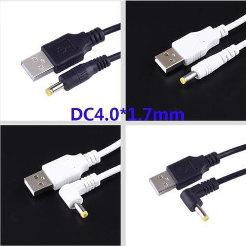 DC Power Plug USB Convert To 4.0*1.7mm/DC 4.0x1.7 White Black L Shape Right Angle Jack With Cord Connector Cable