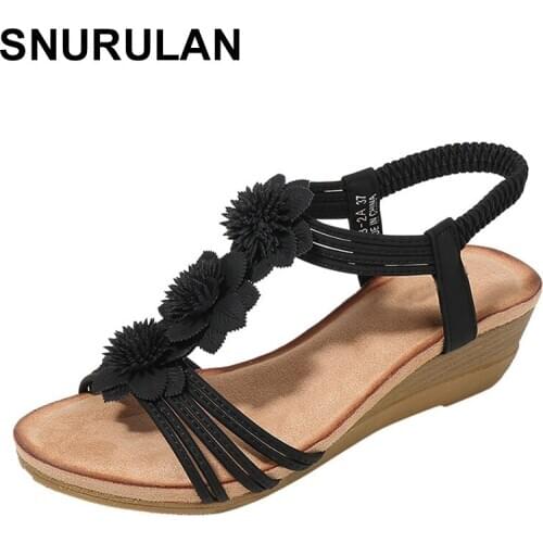 SNURULAN Sandals women summer bohemian non-slip sandals wedge shoes slippers beach shoes buty damskie sandalia feminina