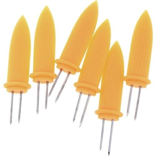6PCS Stainless Steel BBQ Prongs Skewers Forks Corn On The Cob Holders Party Kichen Accessories Kichen Tool