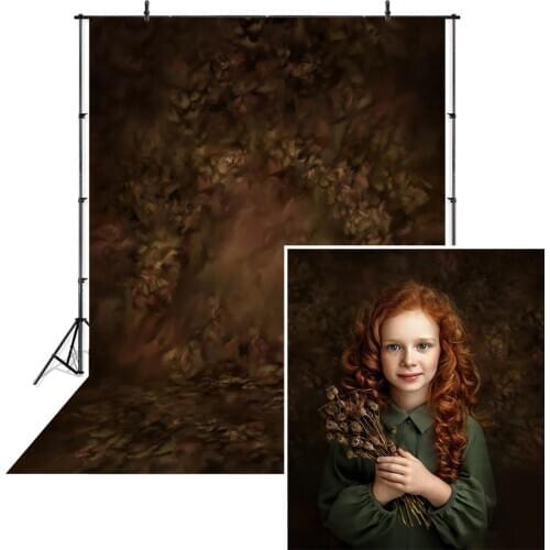 Dark Brown Adult Portrait Photography Backdrop Artistic Leaves Photographer Kids Abstruct Blurry Background Photostudio Drops