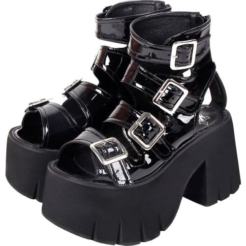 Angelic imprint woman girl lolita cosplay punk shoes lady high heels pumps women princess summer dress sandals 33-47 new style