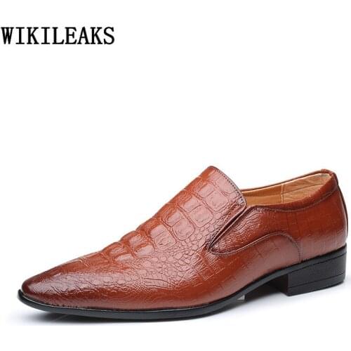 Crocodile Shoes Loafers Men Oxford Slip on Shoes for Men Office 2021 Formal Wedding Shoes Men Business Suit Zapat Hombre Vestir