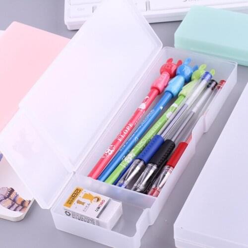 Concise Style Frosted Clear Pencil Case More Function Originality Pencil Box Translucent Office School Supplies Cute Stationery