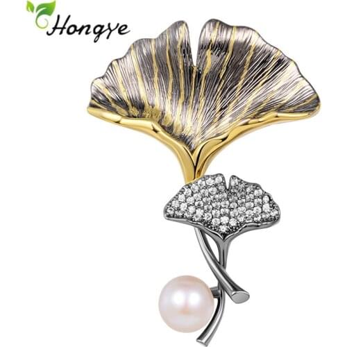 Hongye Retro Irregular Floral Freshwater Pearl Fashion Brooch For Women Girls Delicate Zircon Brooches Jewelry Gift 2021
