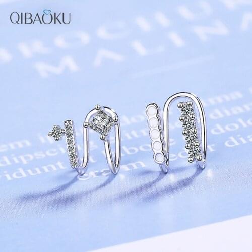 Asymmetrical Earrings Ear Clips for Women Zircon Shiny Earrings Temperament Fashion Rhinestone Jewelry Ear-Cuffs