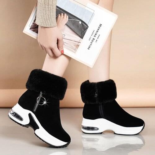 2021 Women Winter Snow Boots Warm Platform Ladies Womens Shoes New Plush Thick Bottom Inner Heightening Ankle Boots Female