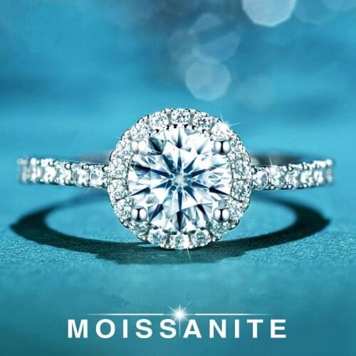 1 Carat D Color Personality Women Silver Rings 925 Sterling Round Bag Mozanstone Ring Jewelry Matching Rings Couple Wedding Ring