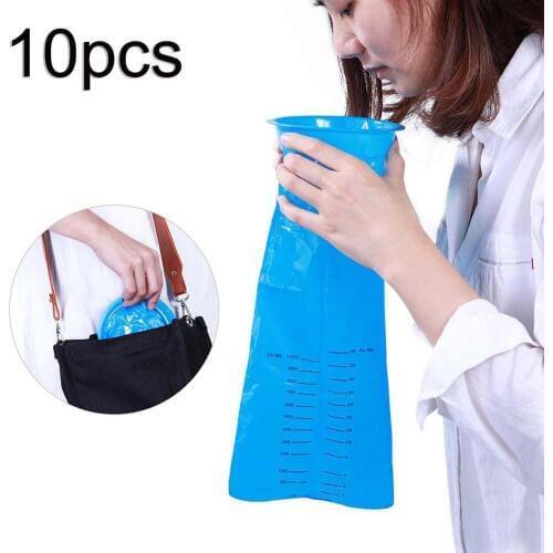 10Pcs 1000ML Handle Disposable Bag Outdoor Travel Car Airplane Motion Sickness Carsick Nausea Vomit Storage Bags Clean Supplies