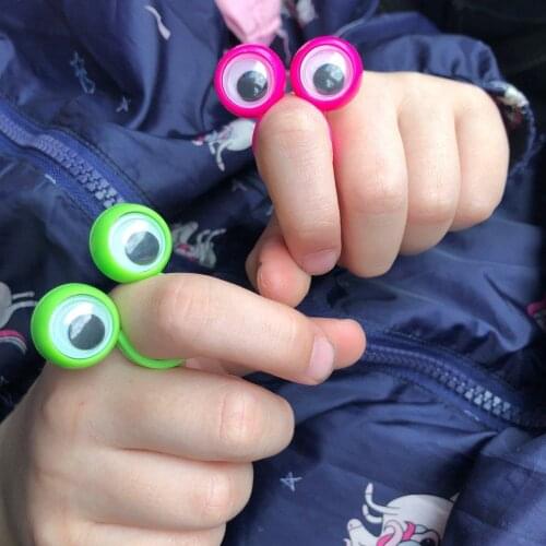 24 Pieces Eye Finger Puppets Plastic Rings with Wiggle Eyes toy Favors for Kids Assorted Colors Gift Toys Pinata Fillers