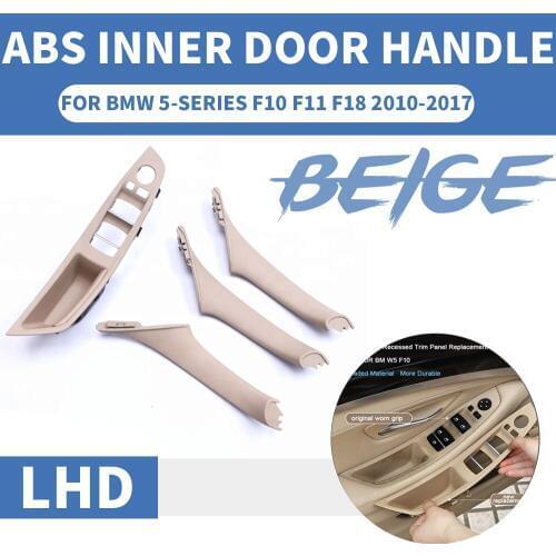 4PCS Left Hand Drive LHD For BMW 5 series F10 F11 520 525 Gray Beige Black Car Interior Door Handle Inner Panel Pull Trim Cover