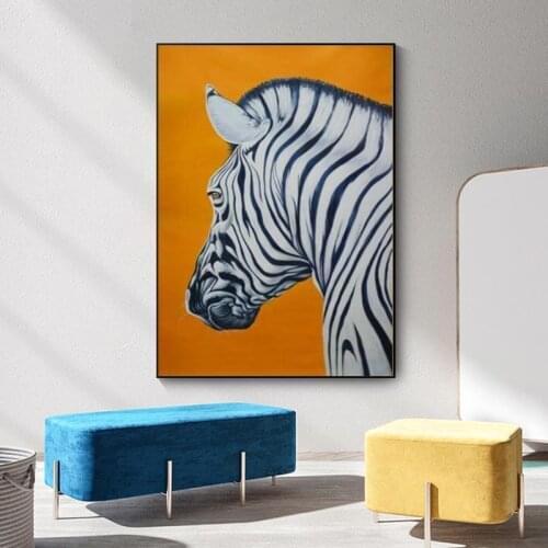 Abstract Zebra Animal Orange Backboard Canvas Painting Posters and Prints Pictures Wall Art for Living Room Home Decor